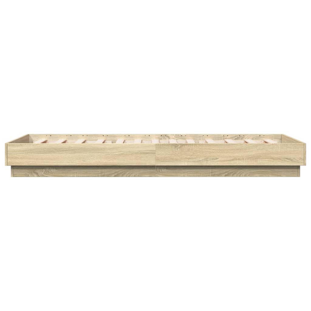 Sengeramme med LED-lys sonoma eik 90x200 cm