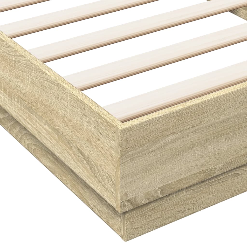 Sengeramme med LED-lys sonoma eik 90x200 cm