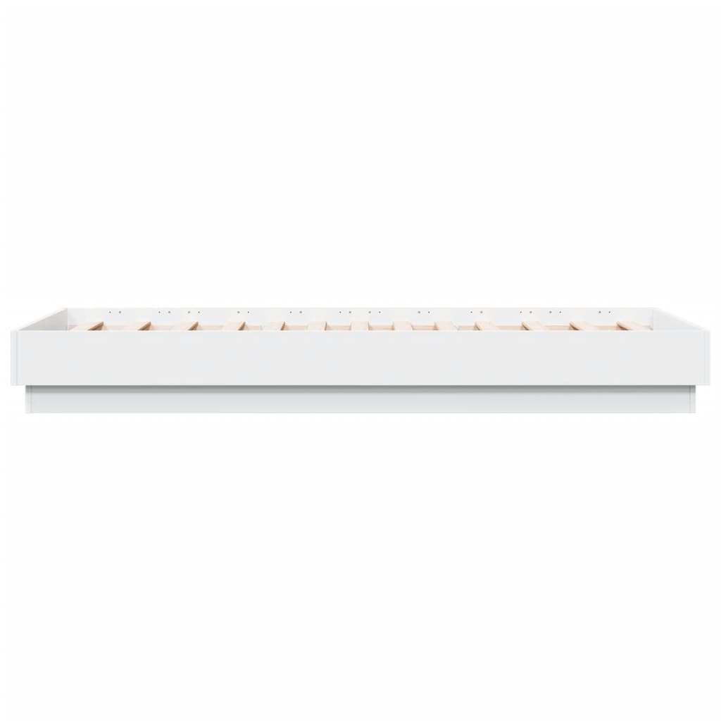 Sengeramme med LED-lys hvit 90x190 cm