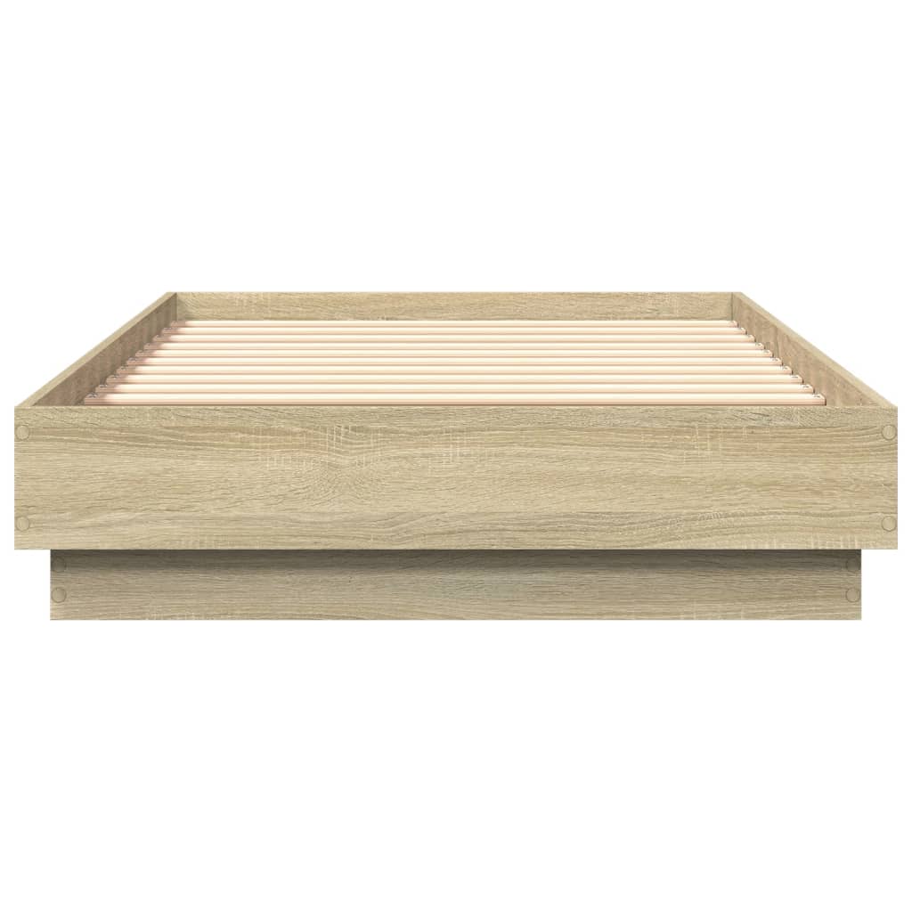 Sengeramme med LED-lys sonoma eik 90x190 cm