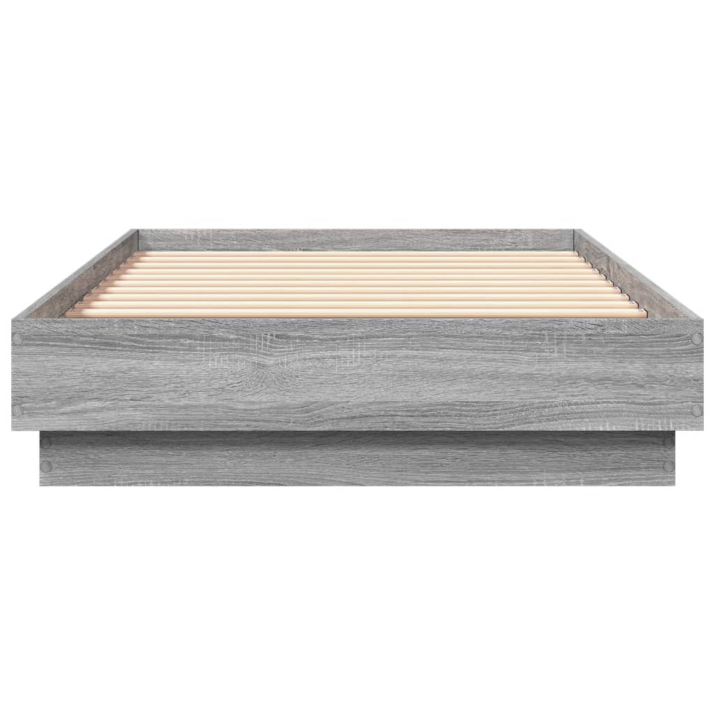 Sengeramme med LED-lys grå sonoma 90x190 cm