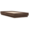Sengeramme med LED-lys brun eik 90x190 cm