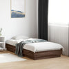 Sengeramme med LED-lys brun eik 90x190 cm