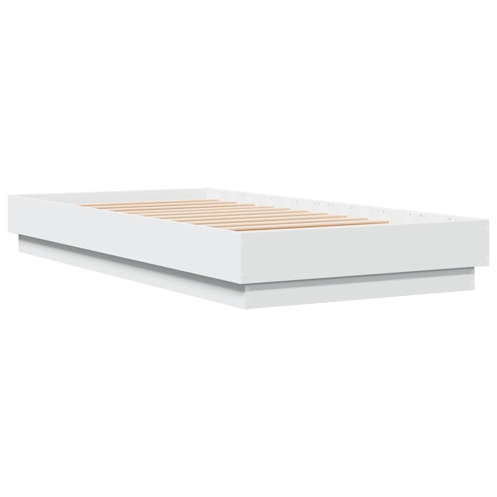 Sengeramme med LED-lys hvit 75x190 cm