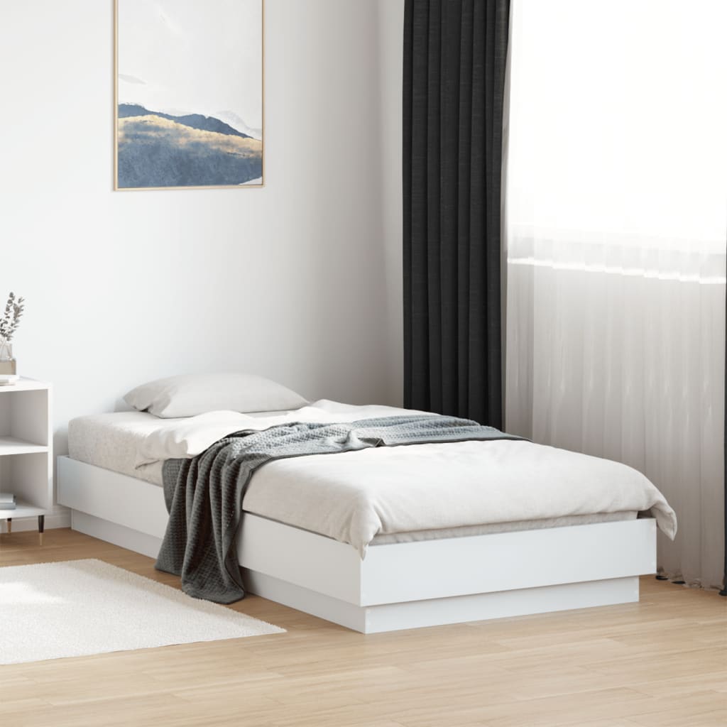 Sengeramme med LED-lys hvit 75x190 cm
