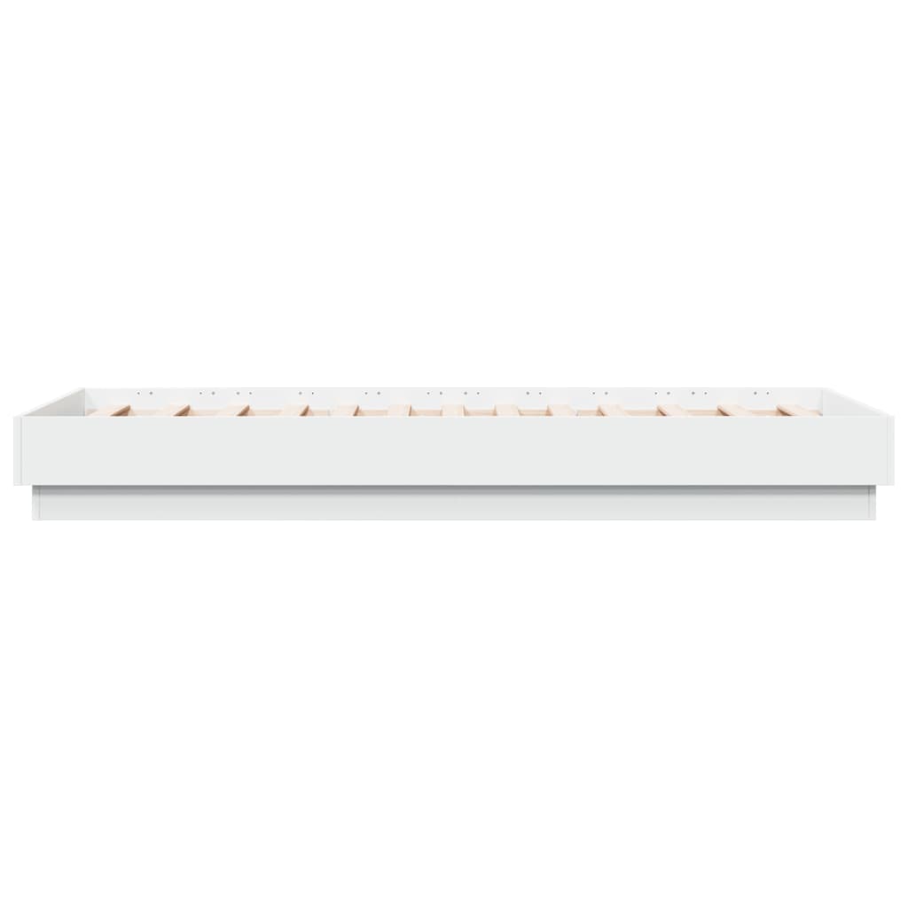 Sengeramme med LED-lys hvit 75x190 cm