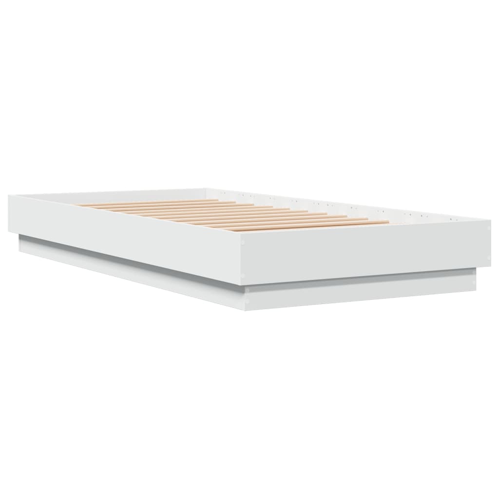 Sengeramme med LED-lys hvit 75x190 cm