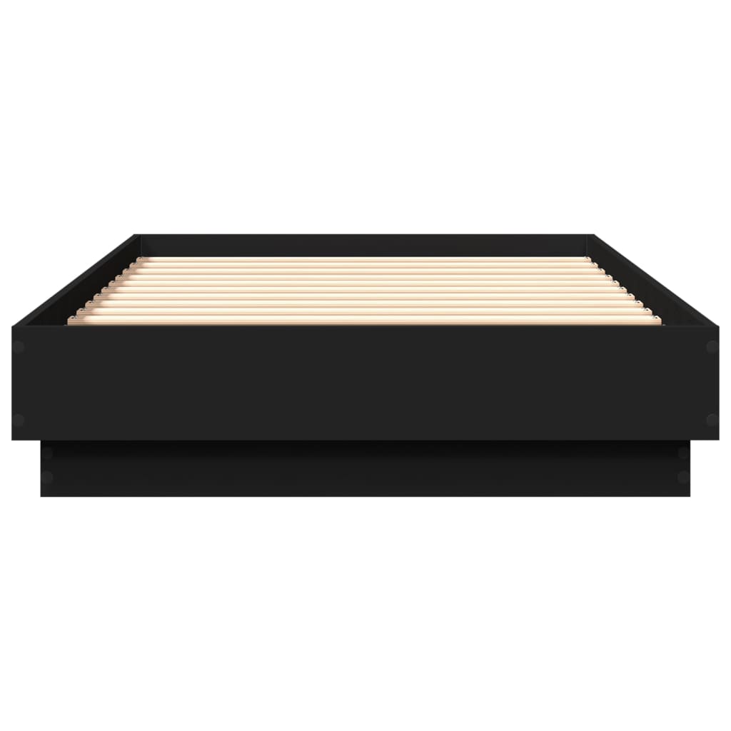 Sengeramme med LED-lys svart 75x190 cm
