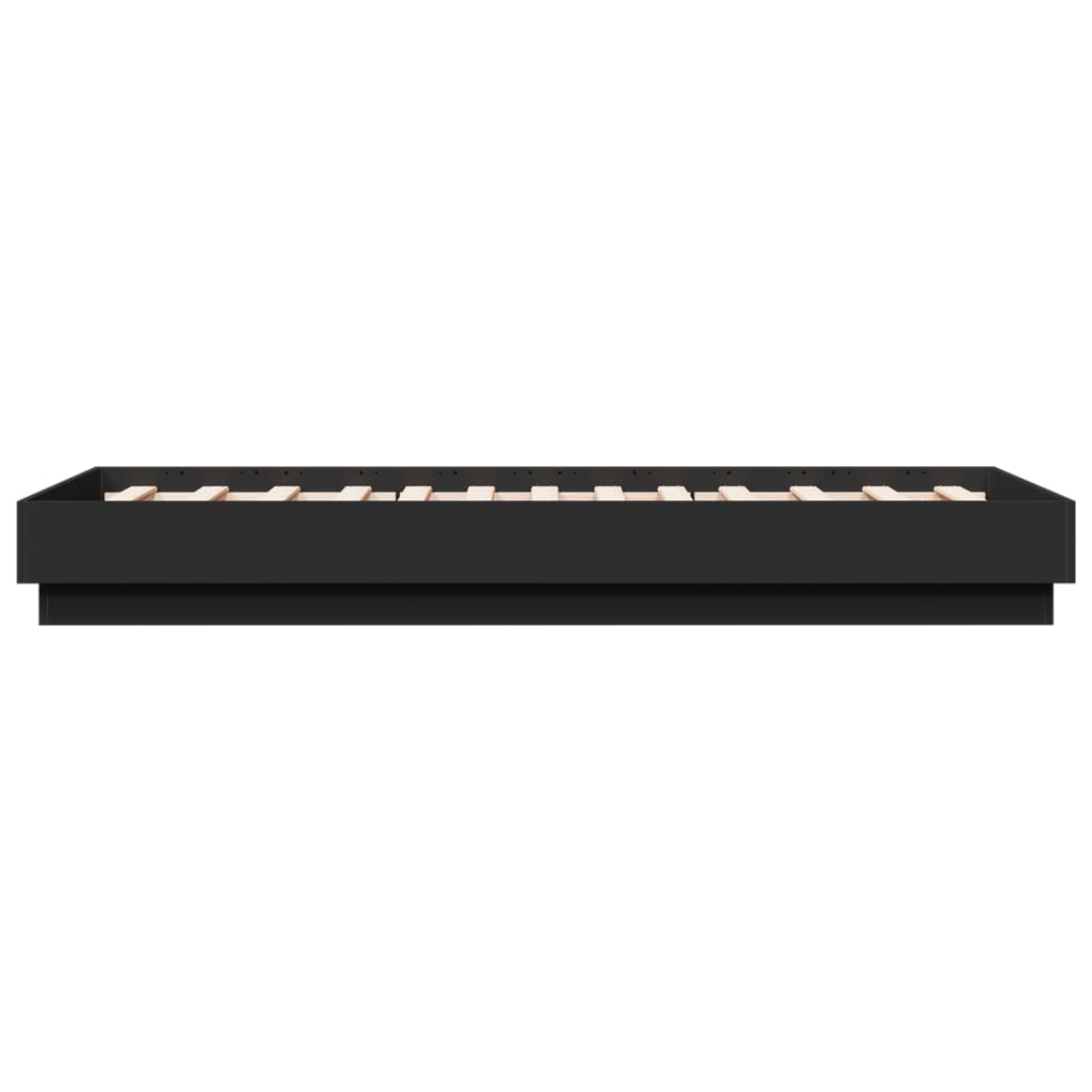 Sengeramme med LED-lys svart 75x190 cm