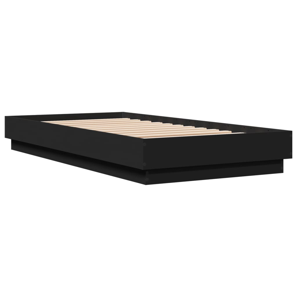 Sengeramme med LED-lys svart 75x190 cm