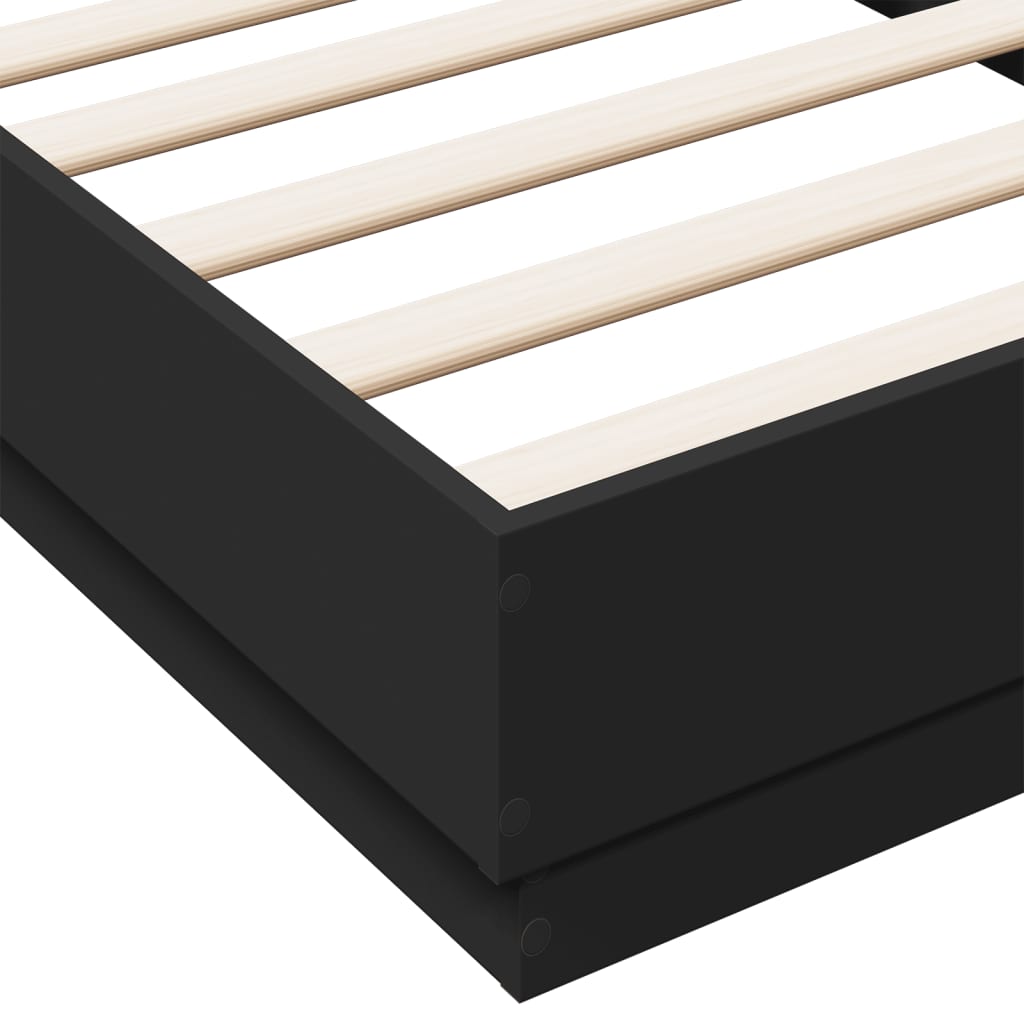 Sengeramme med LED-lys svart 75x190 cm