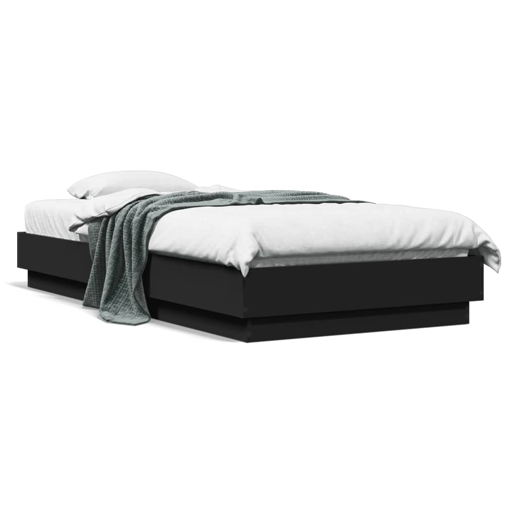 Sengeramme med LED-lys svart 75x190 cm