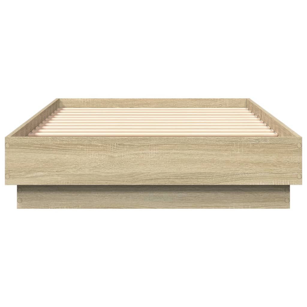 Sengeramme med LED-lys sonoma eik 75x190 cm