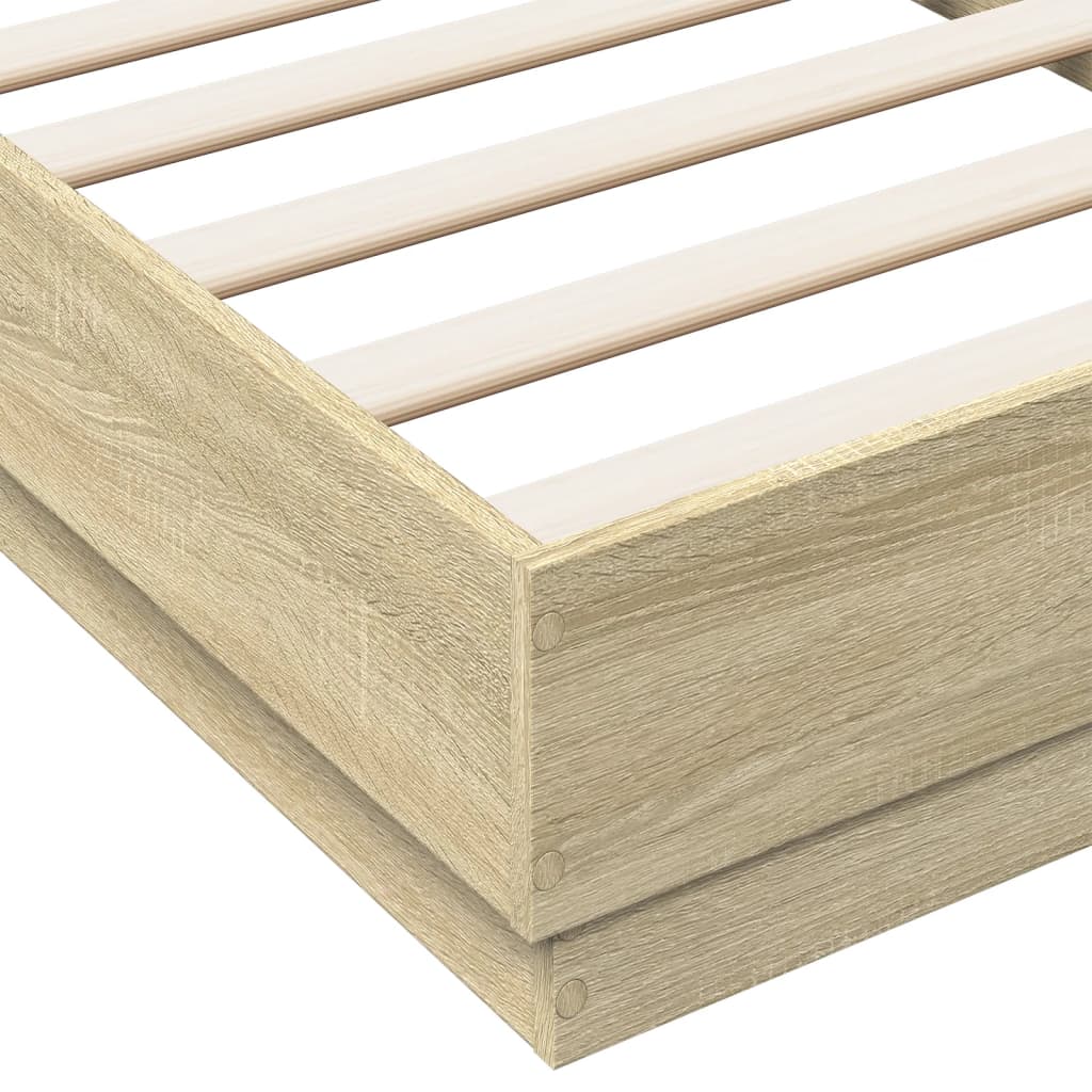 Sengeramme med LED-lys sonoma eik 75x190 cm