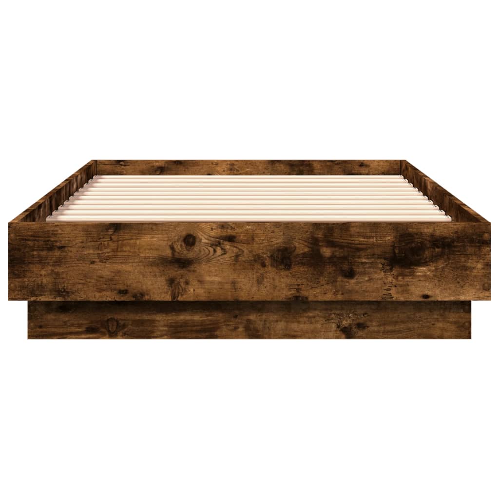 Sengeramme med LED-lys røkt eik 75x190 cm