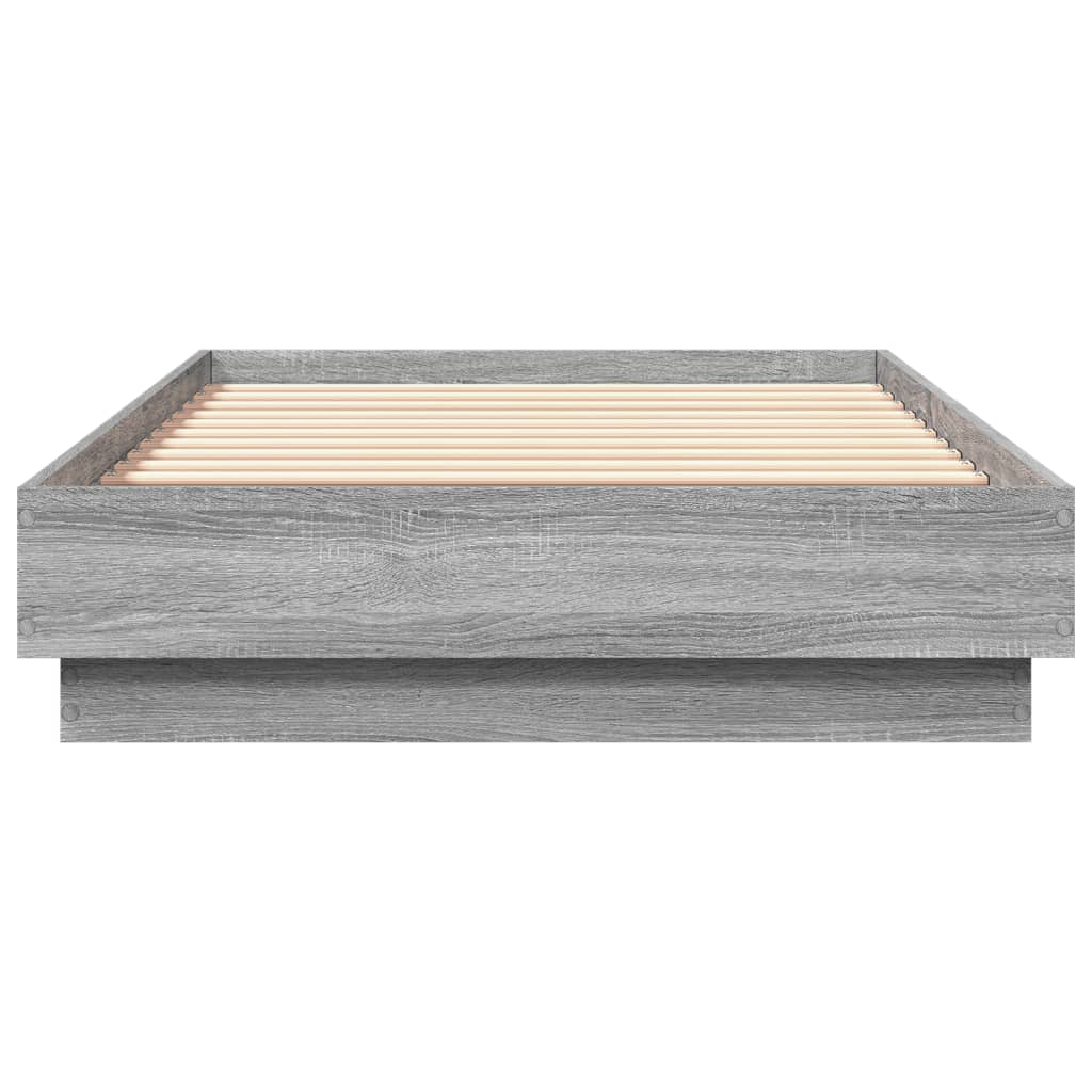 Sengeramme med LED-lys grå sonoma 75x190 cm