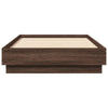 Sengeramme med LED-lys brun eik 75x190 cm