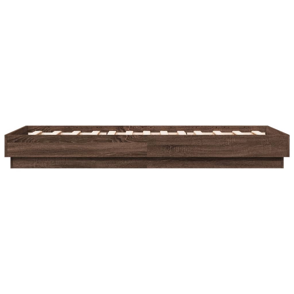 Sengeramme uten madrass brun eik 90x190 cm konstruert tre