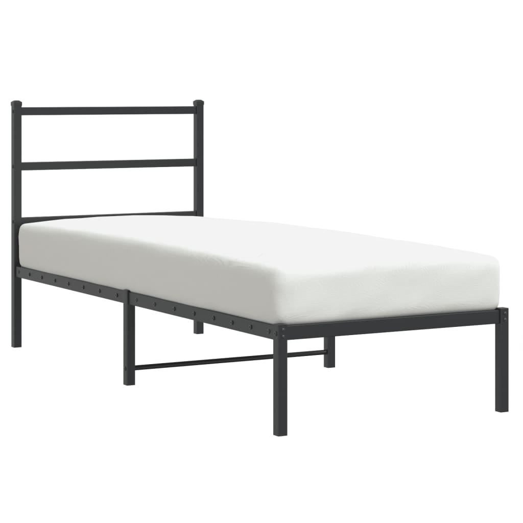 Sengeramme i metall med hodegavl svart 75x190 cm