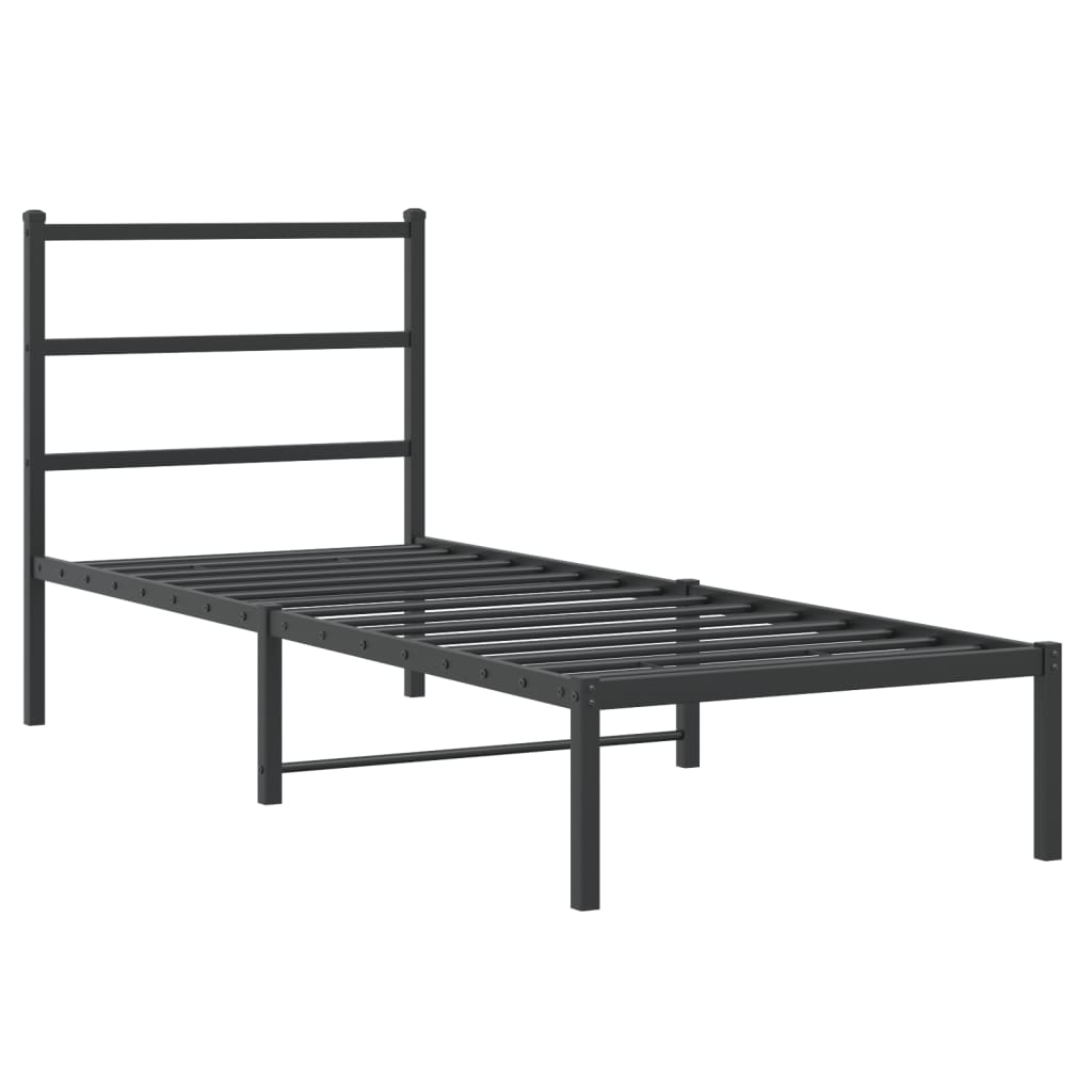 Sengeramme i metall med hodegavl svart 75x190 cm