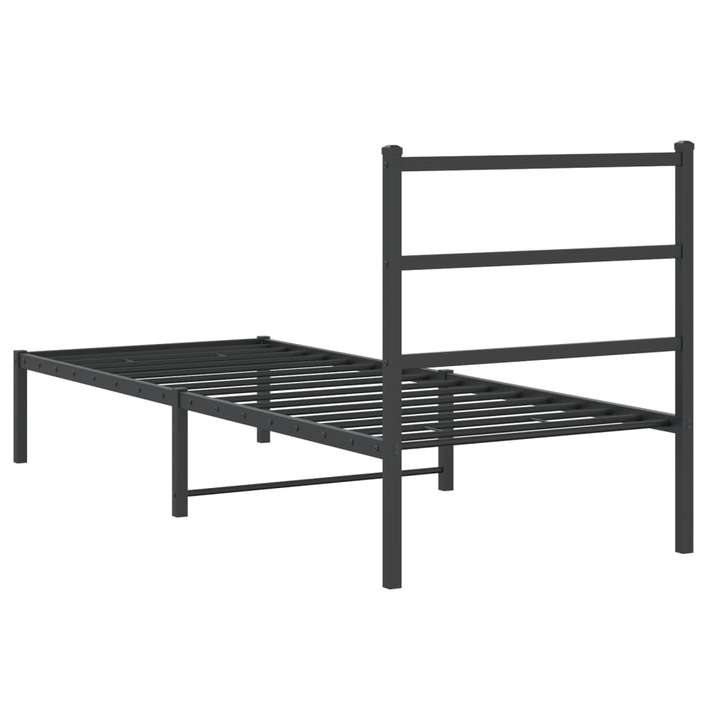 Sengeramme i metall med hodegavl svart 75x190 cm