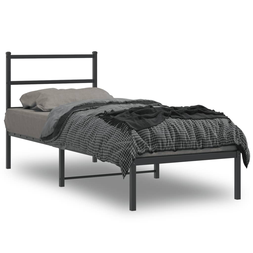 Sengeramme i metall med hodegavl svart 75x190 cm
