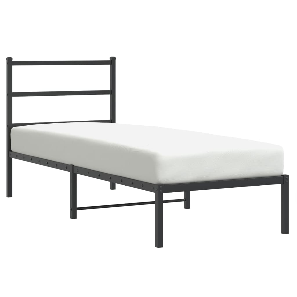Sengeramme i metall med hodegavl svart 80x200 cm