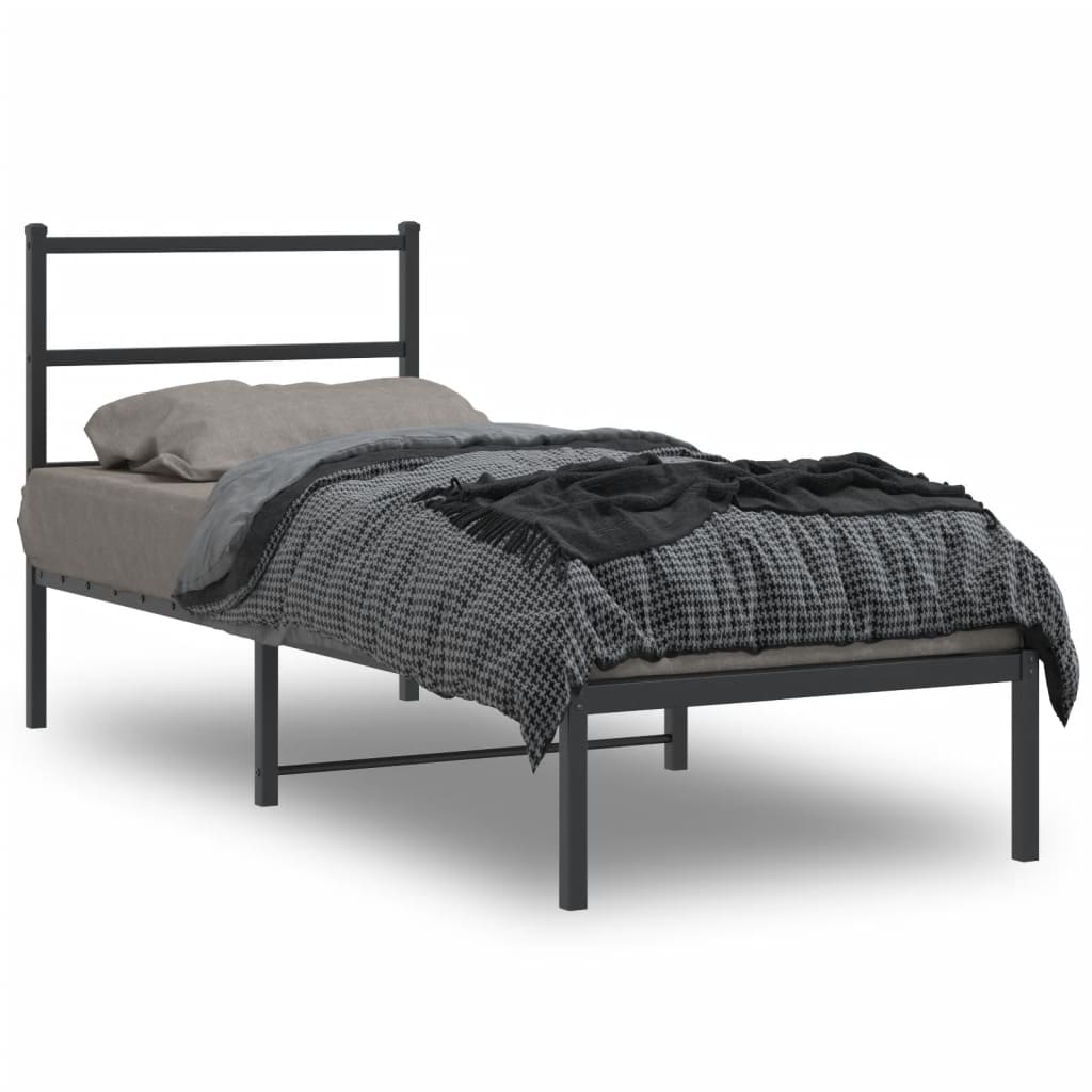Sengeramme i metall med hodegavl svart 80x200 cm