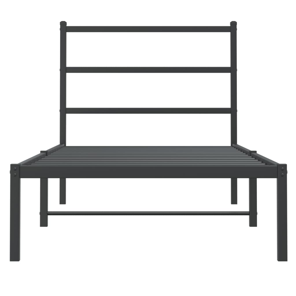 Sengeramme i metall med hodegavl svart 90x200 cm