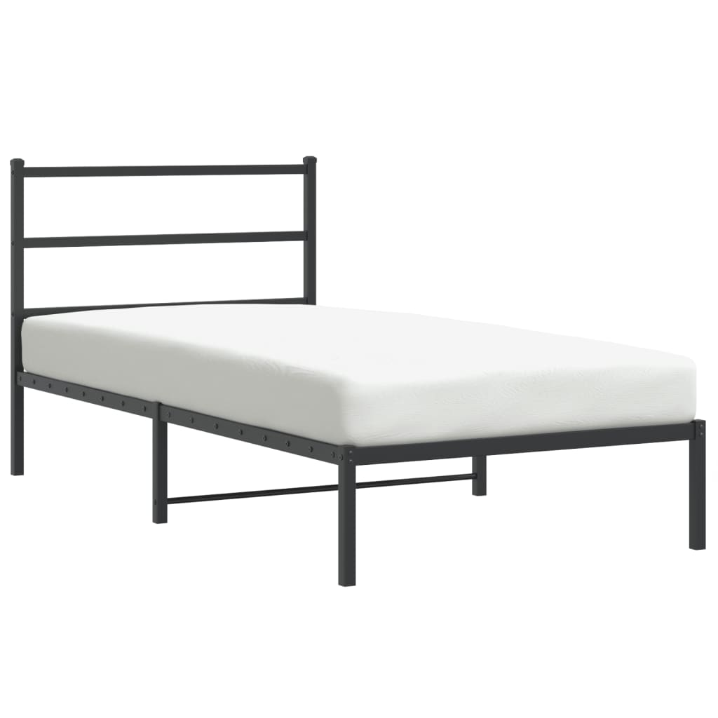 Sengeramme i metall med hodegavl svart 100x200 cm vidaXL