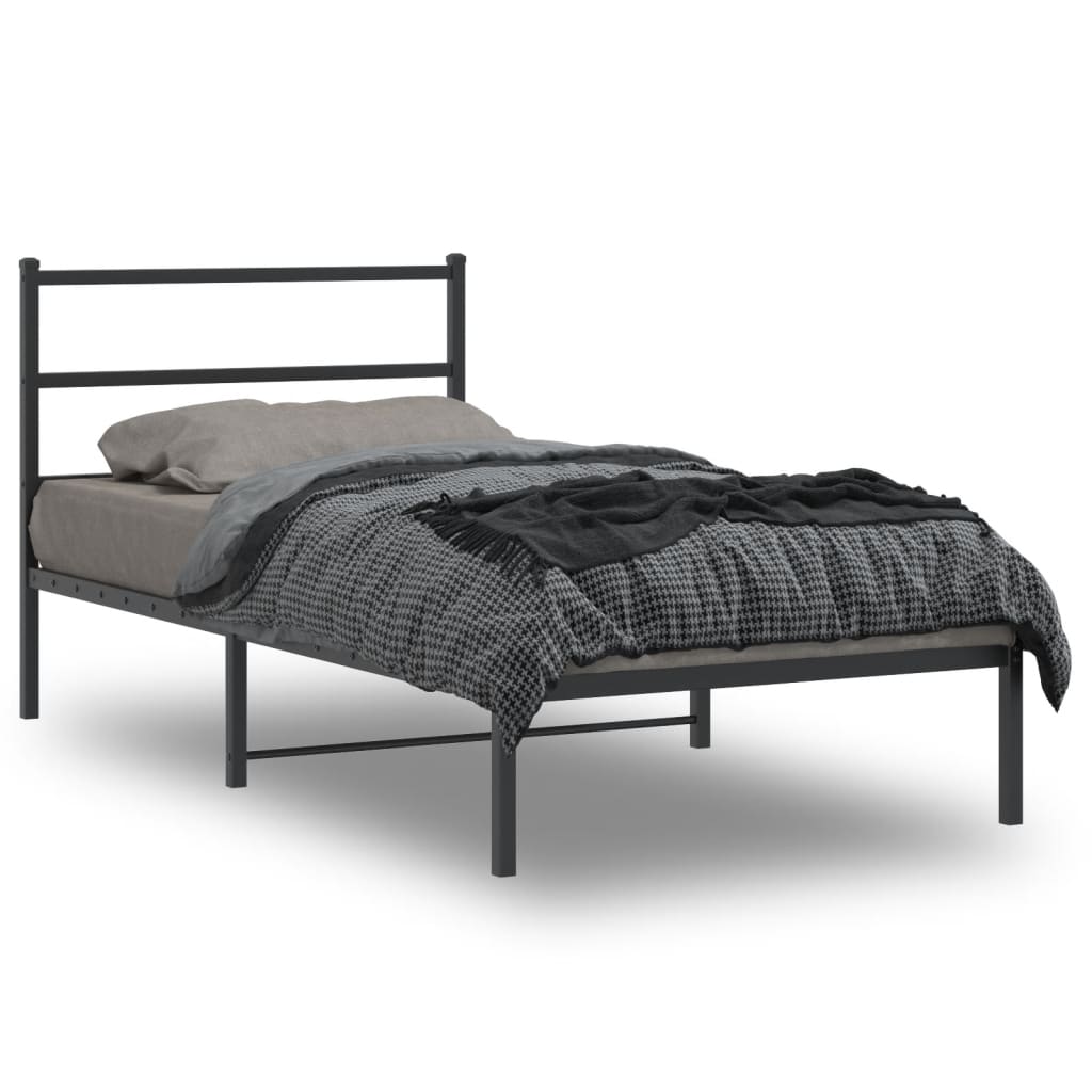 Sengeramme i metall med hodegavl svart 100x200 cm vidaXL