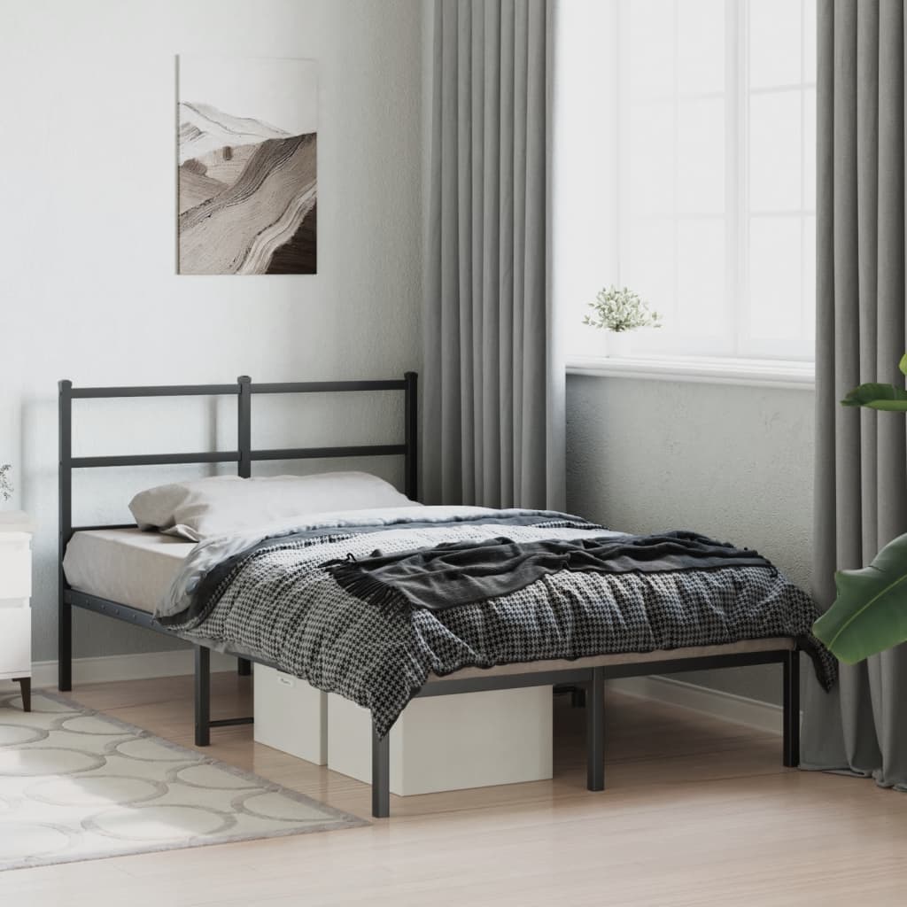Sengeramme i metall med hodegavl svart 120x190 cm