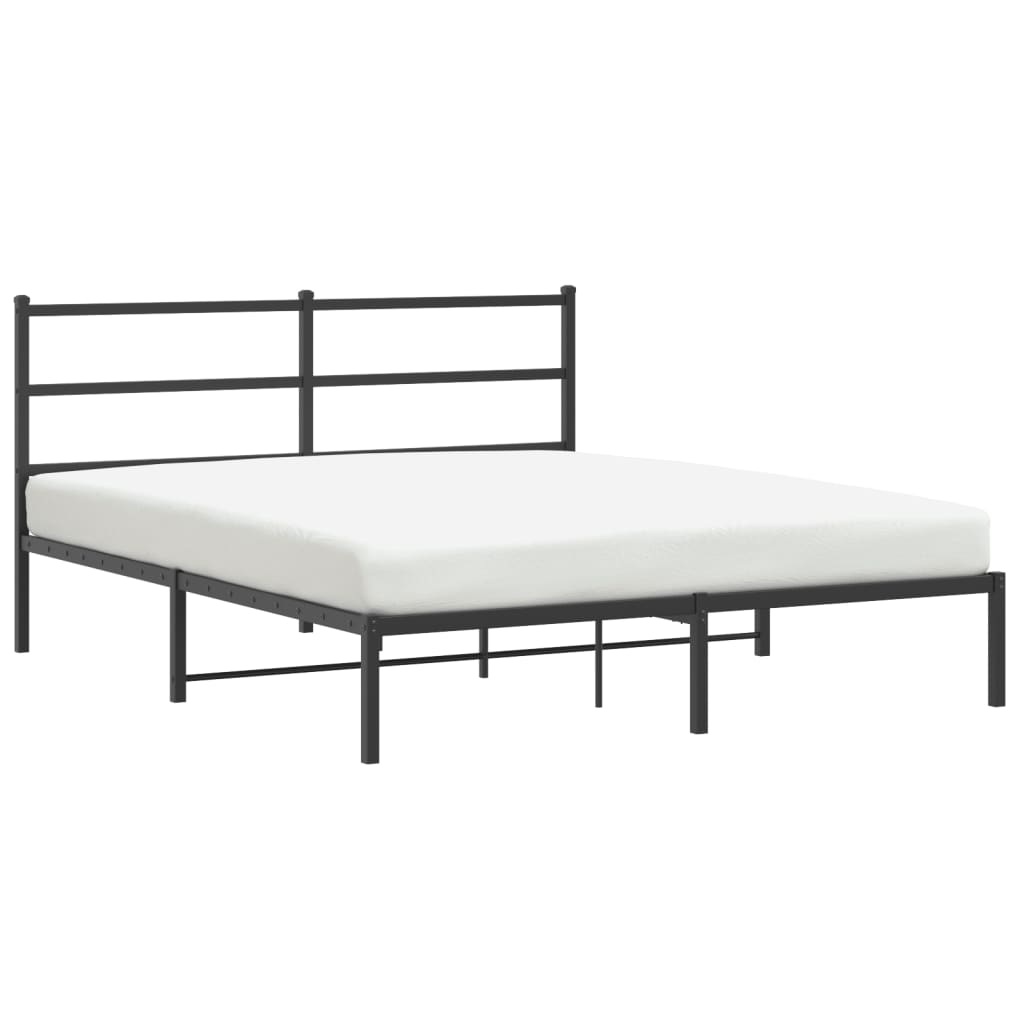 Sengeramme i metall med sengegavl svart 150x200 cm