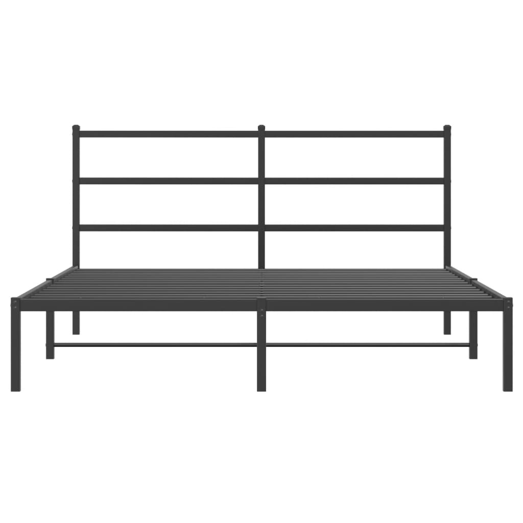 Sengeramme i metall med sengegavl svart 150x200 cm