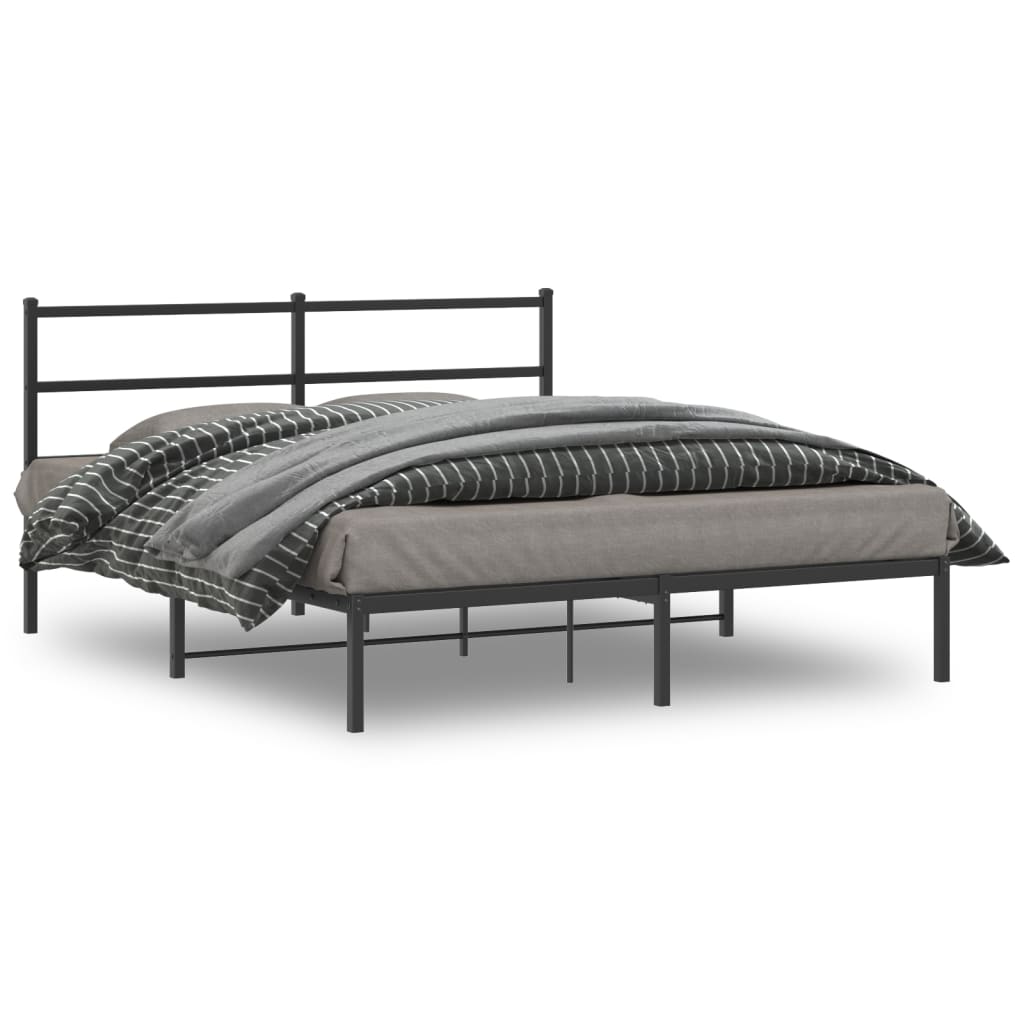 Sengeramme i metall med sengegavl svart 150x200 cm