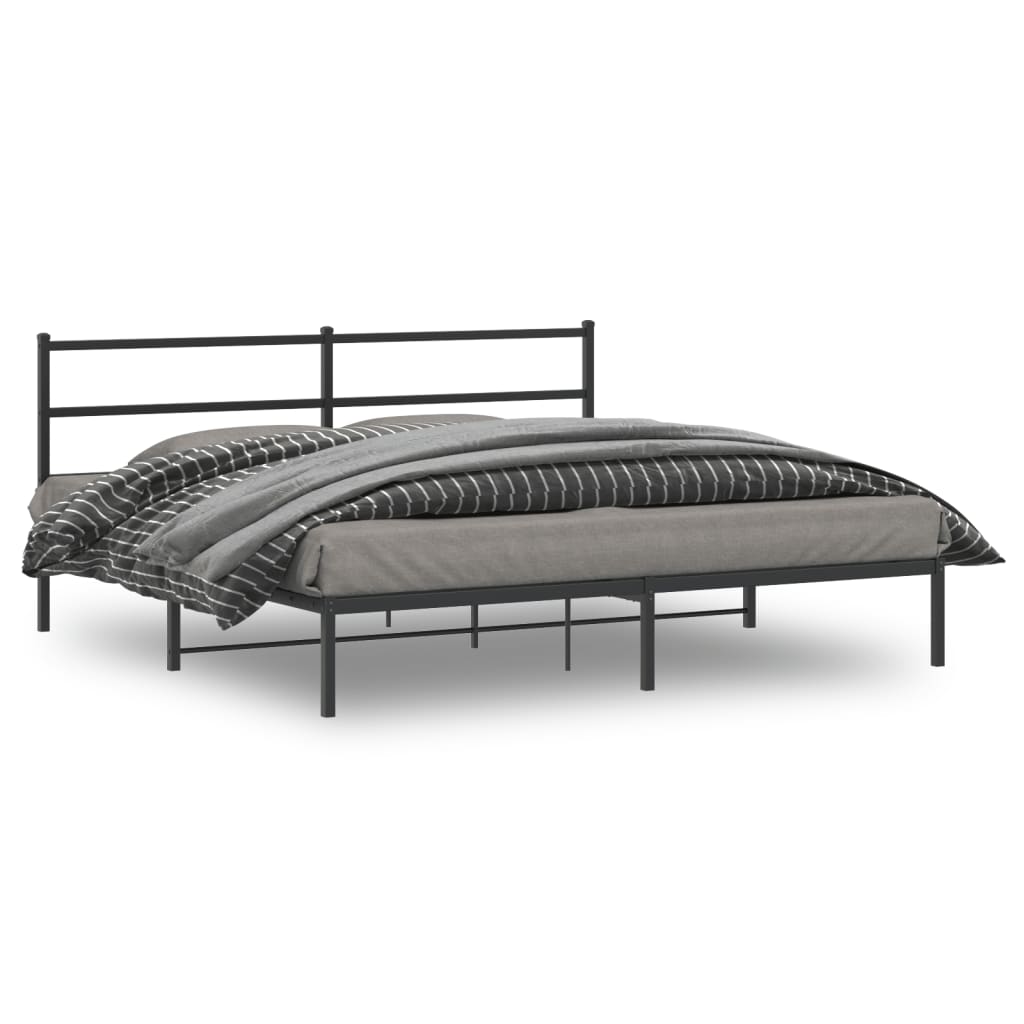Sengeramme i metall med sengegavl svart 180x200 cm vidaXL