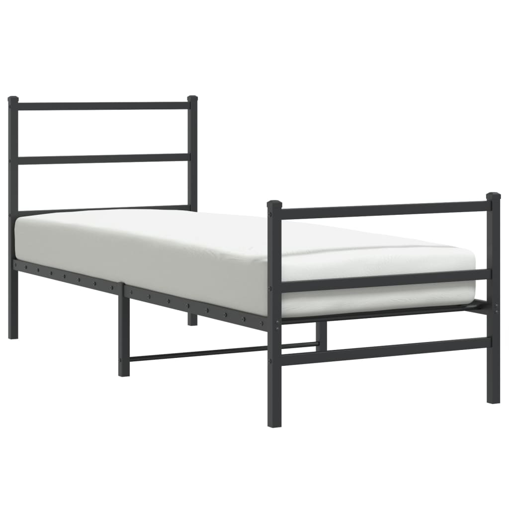 Sengeramme i metall med hode- og fotgavl svart 80x200 cm
