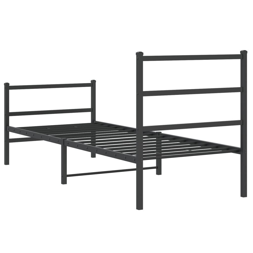 Sengeramme i metall med hode- og fotgavl svart 80x200 cm