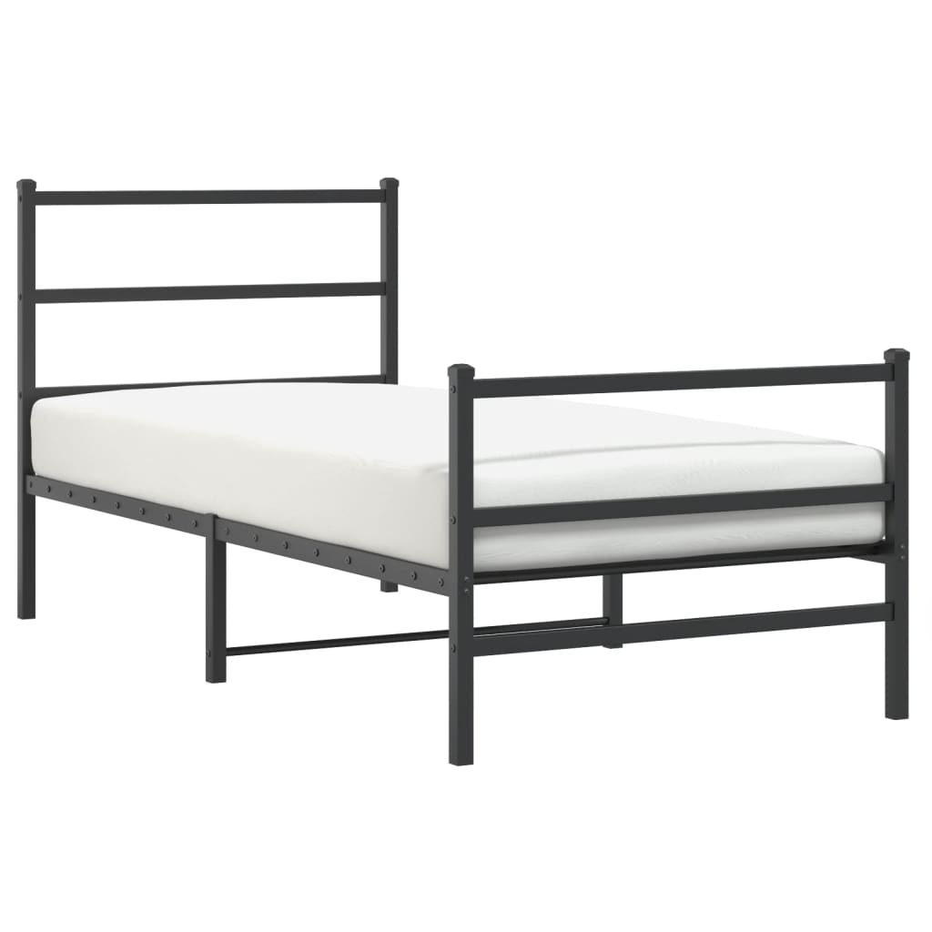 Sengeramme i metall med hode- og fotgavl svart 90x200 cm vidaXL