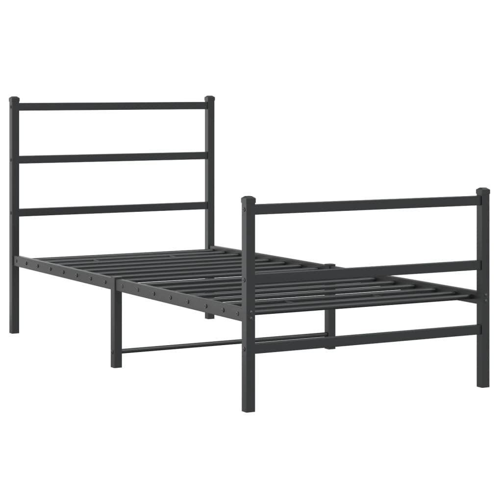 Sengeramme i metall med hode- og fotgavl svart 90x200 cm vidaXL