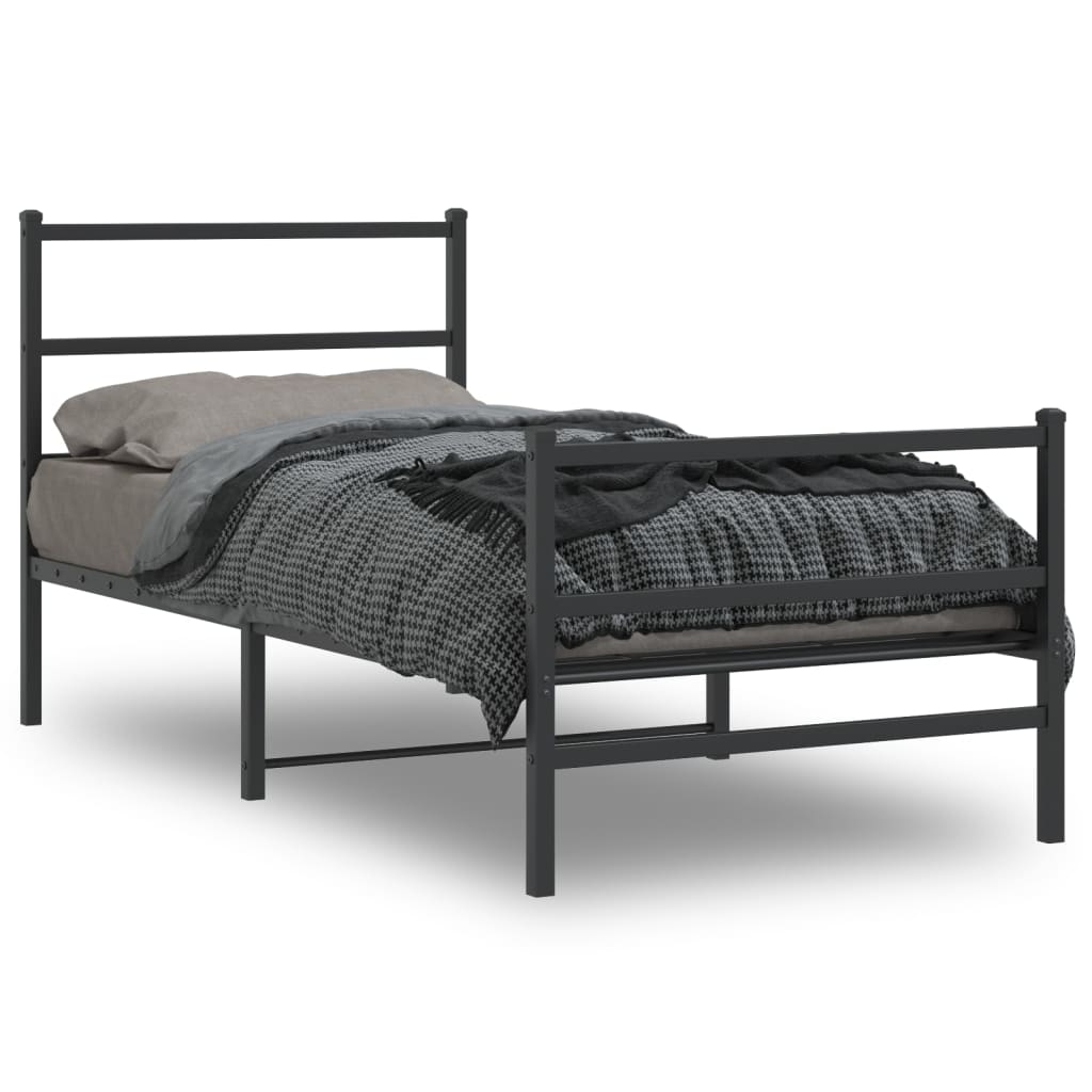 Sengeramme i metall med hode- og fotgavl svart 90x200 cm vidaXL