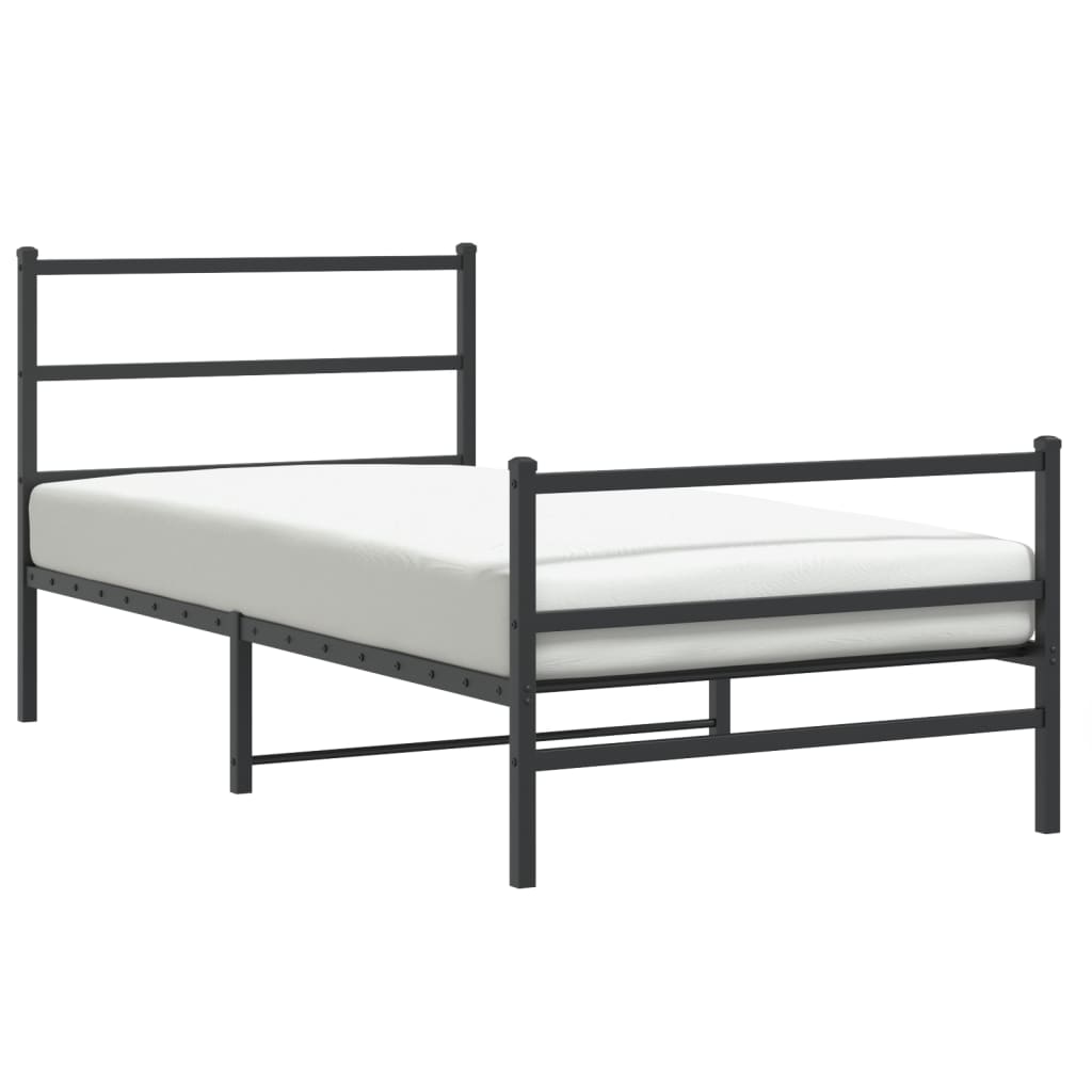 Sengeramme i metall med hode- og fotgavl svart 100x200 cm vidaXL