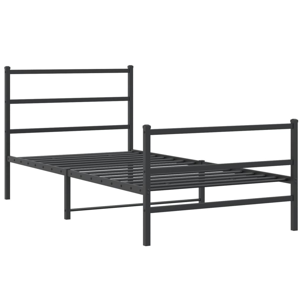 Sengeramme i metall med hode- og fotgavl svart 100x200 cm vidaXL