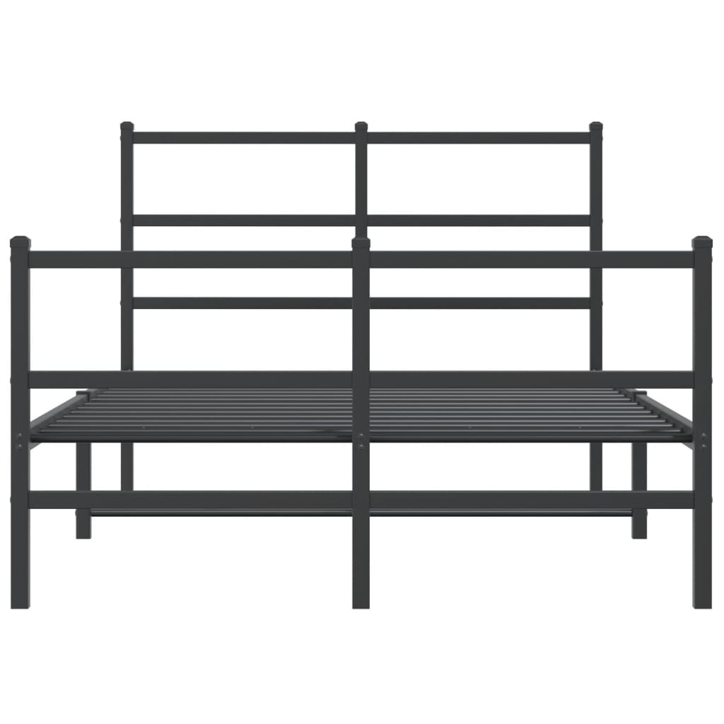 Sengeramme i metall med hode- og fotgavl svart 120x190 cm vidaXL