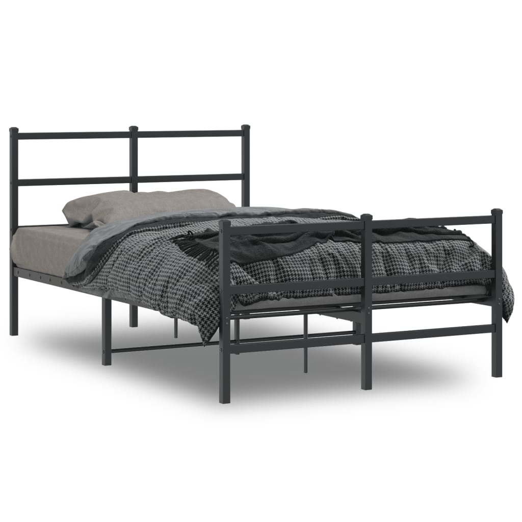 Sengeramme i metall med hode- og fotgavl svart 120x190 cm vidaXL