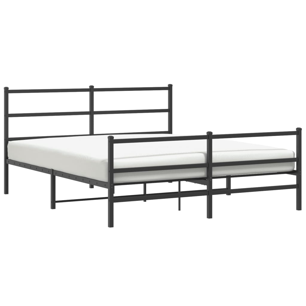 Sengeramme i metall med hode- og fotgavl svart 160x200 cm vidaXL