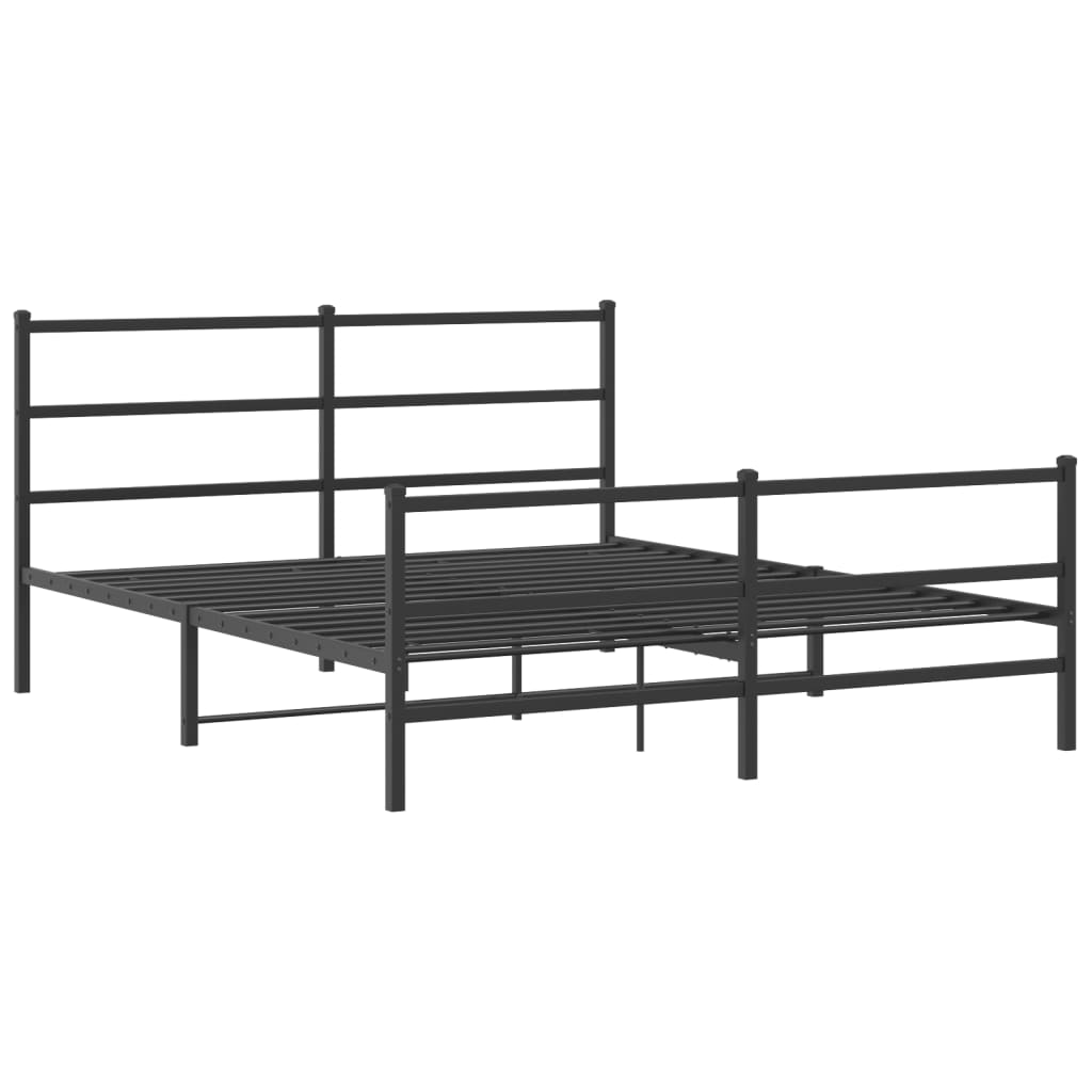 Sengeramme i metall med hode- og fotgavl svart 160x200 cm vidaXL
