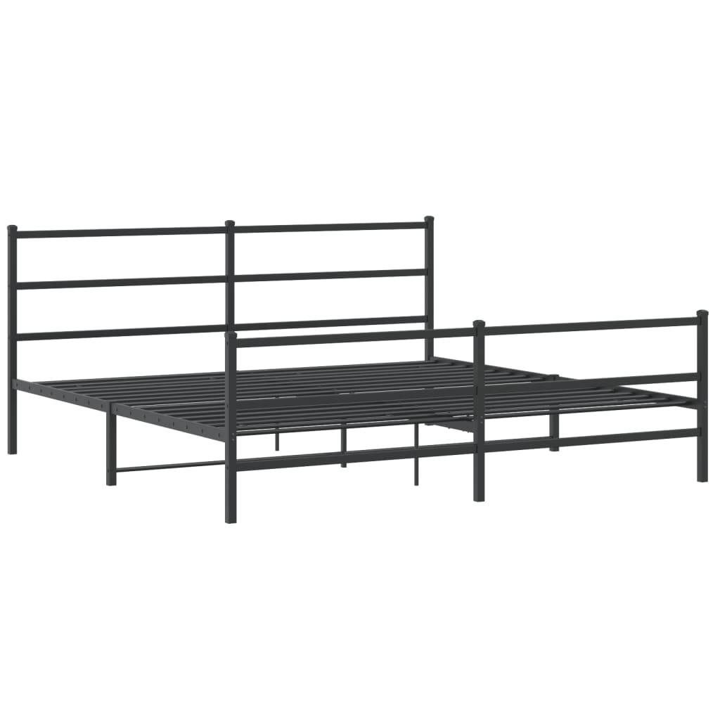 Sengeramme i metall med hode- og fotgavl svart 180x200 cm vidaXL