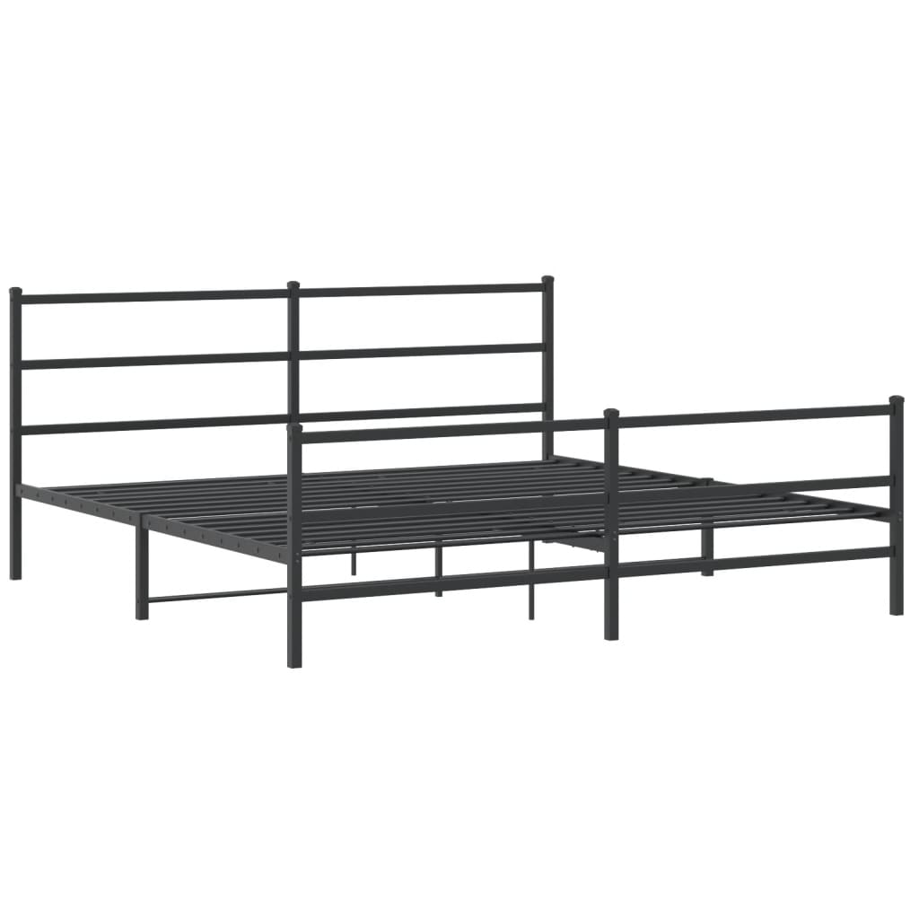 Sengeramme i metall med hode- og fotgavl svart 200x200 cm vidaXL