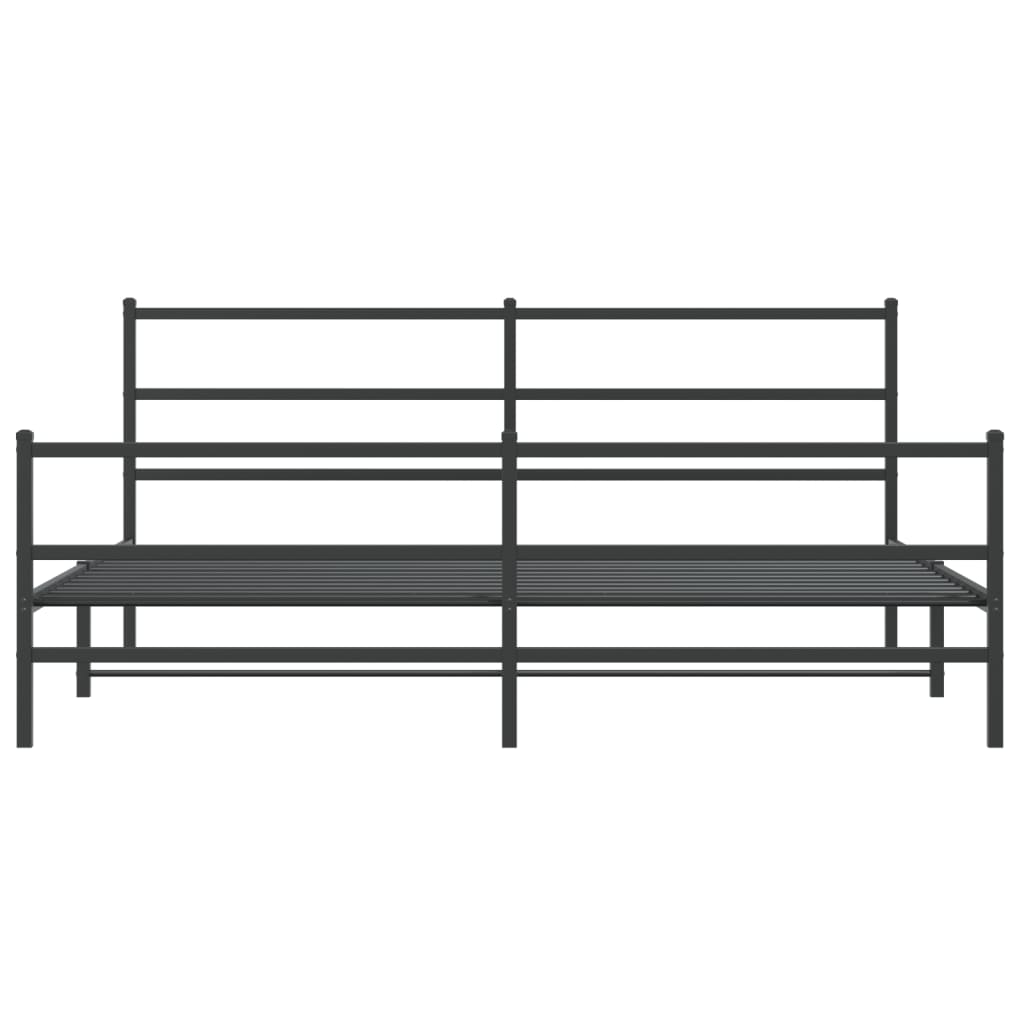 Sengeramme i metall med hode- og fotgavl svart 200x200 cm vidaXL